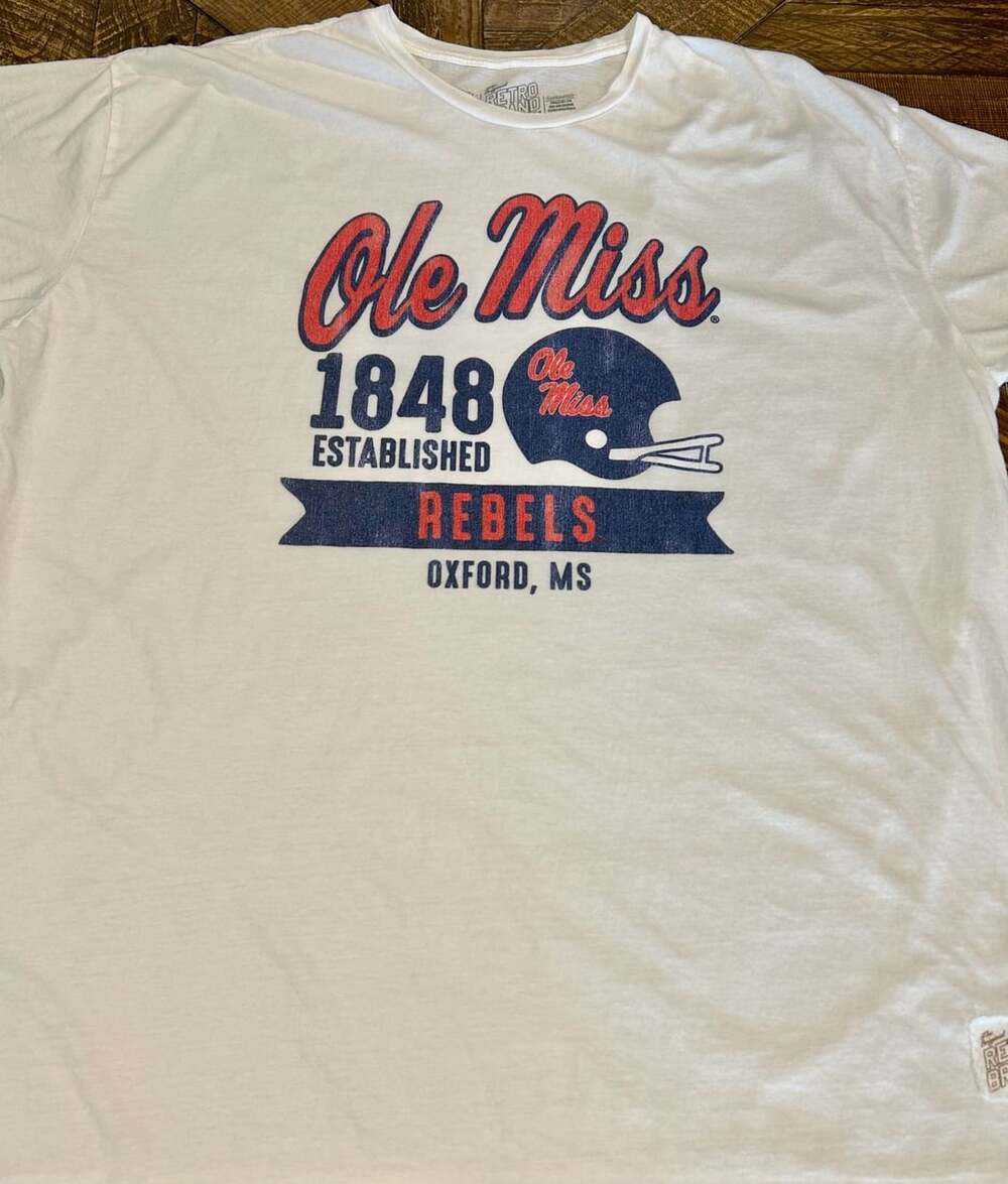 Retro Brand Ole Miss Rebels 1848 T-Shirt XX-Large White Cotton